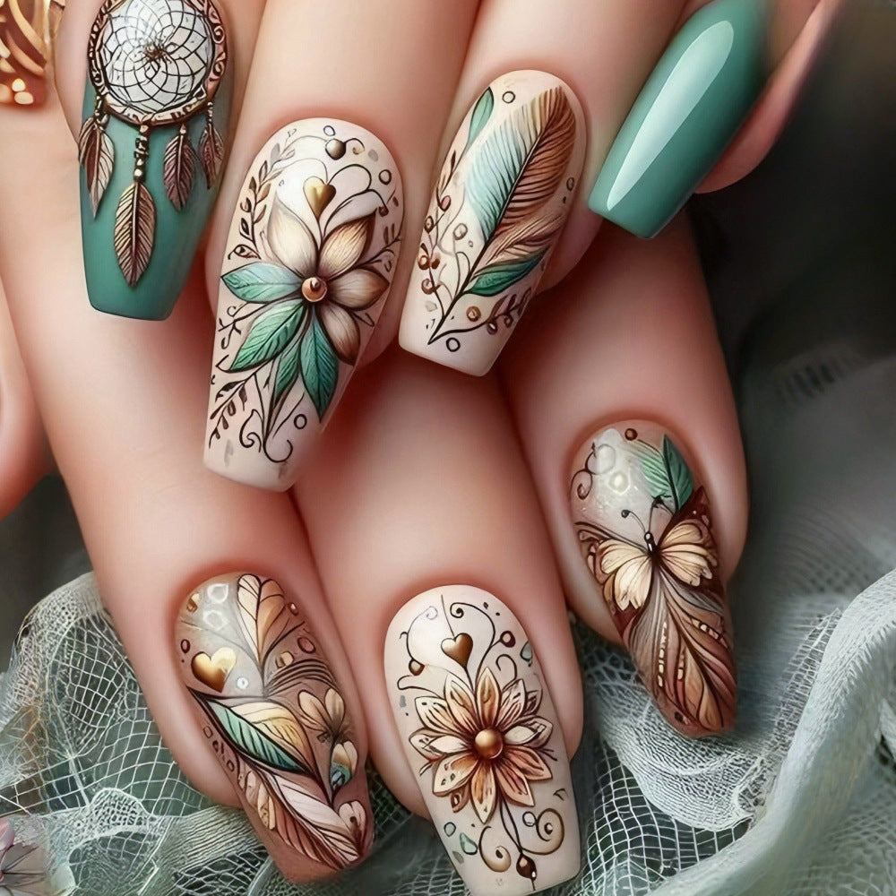 Artistic Floral Press-On Nail Set Stornfield 1787542921