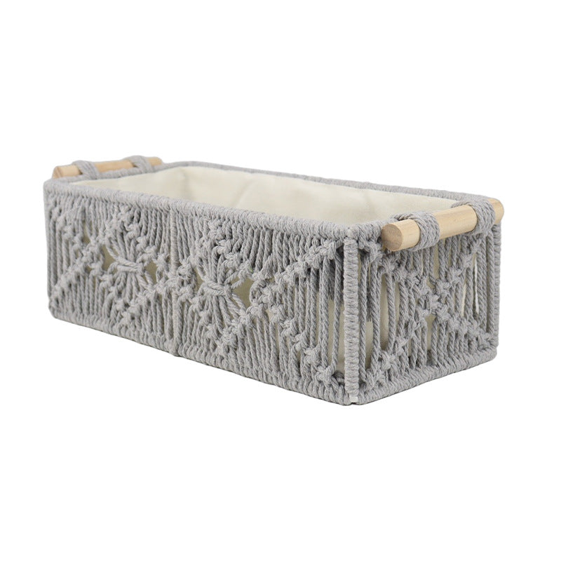 Storage basket with macrame pattern Stornfield