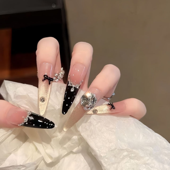 Elegant Crystal-Embellished Stiletto Press-On Nails Stornfield