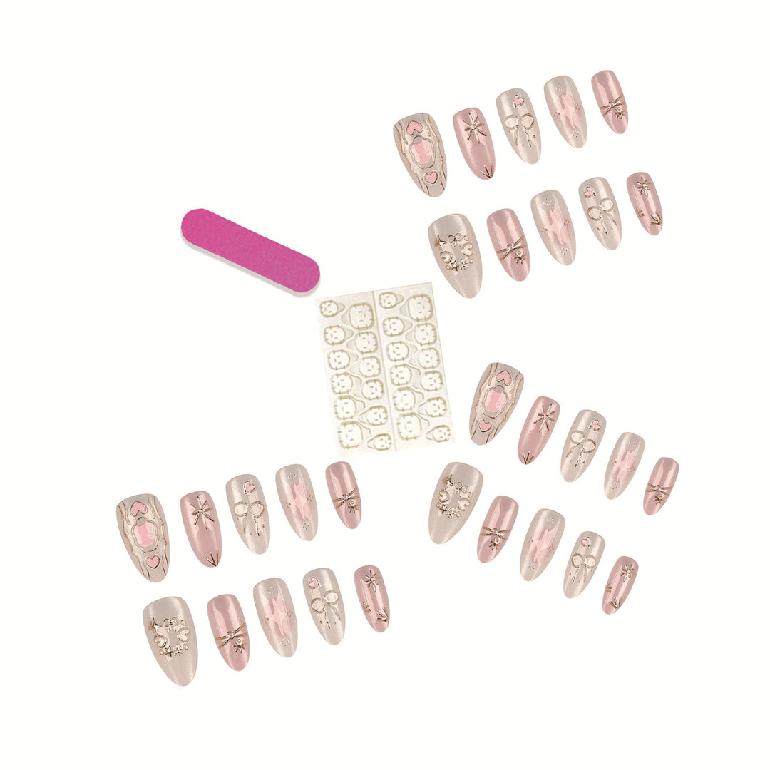 Elegant Press-On Nail Set with Decorative Accents