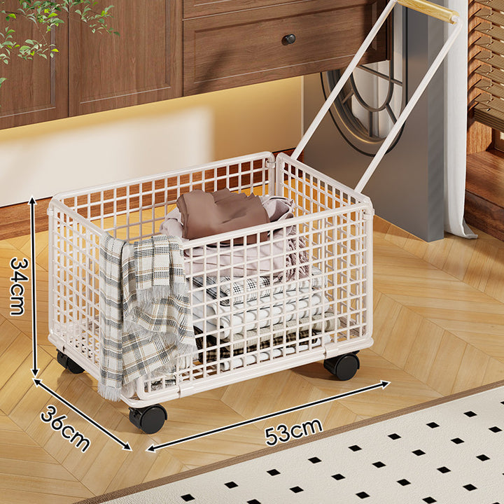 Rolling Wire Laundry Cart with Telescopic Handle