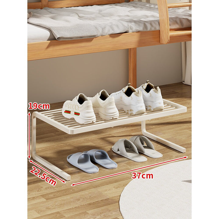 Compact Two-Level Slatted Under-Bed Shoe Organizer Rack