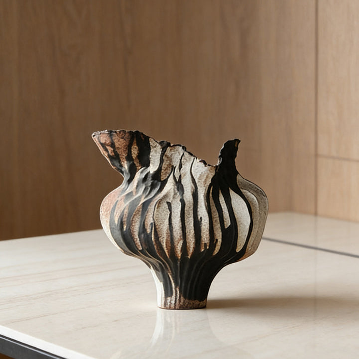 Artistic Textured Ceramic Flower Vase