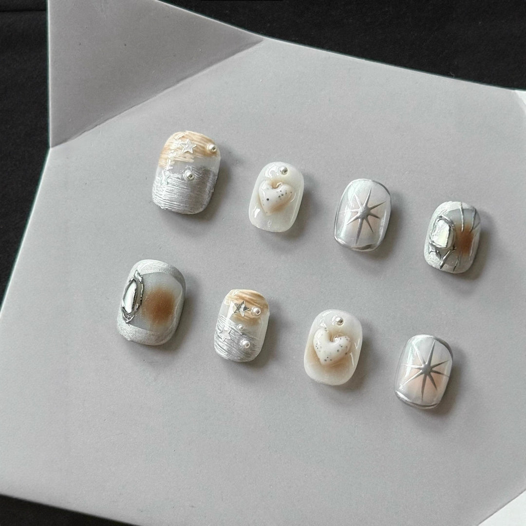 Artistic 3D Shell-Theme Press-On Nail Set