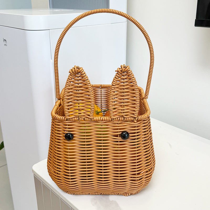 Bunny-Shaped Decorative Woven Storage Basket Stornfield