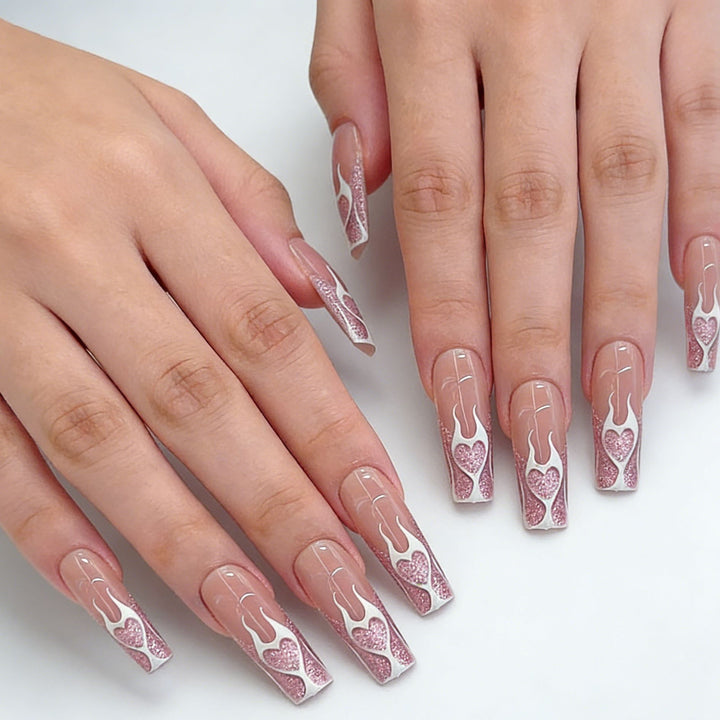 Heart Flames Press-On Nail Art Stornfield