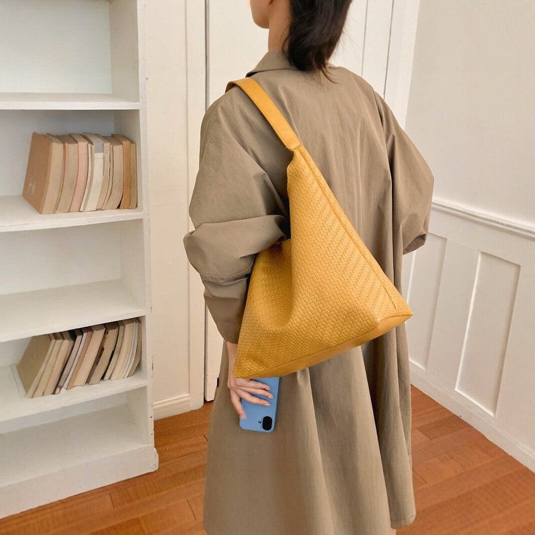 Woven Vegan Leather Hobo Bag