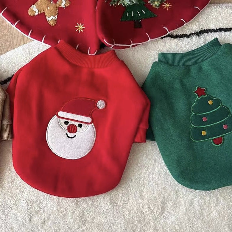 Holiday Santa Appliqué Cotton Pet Tee Shirt