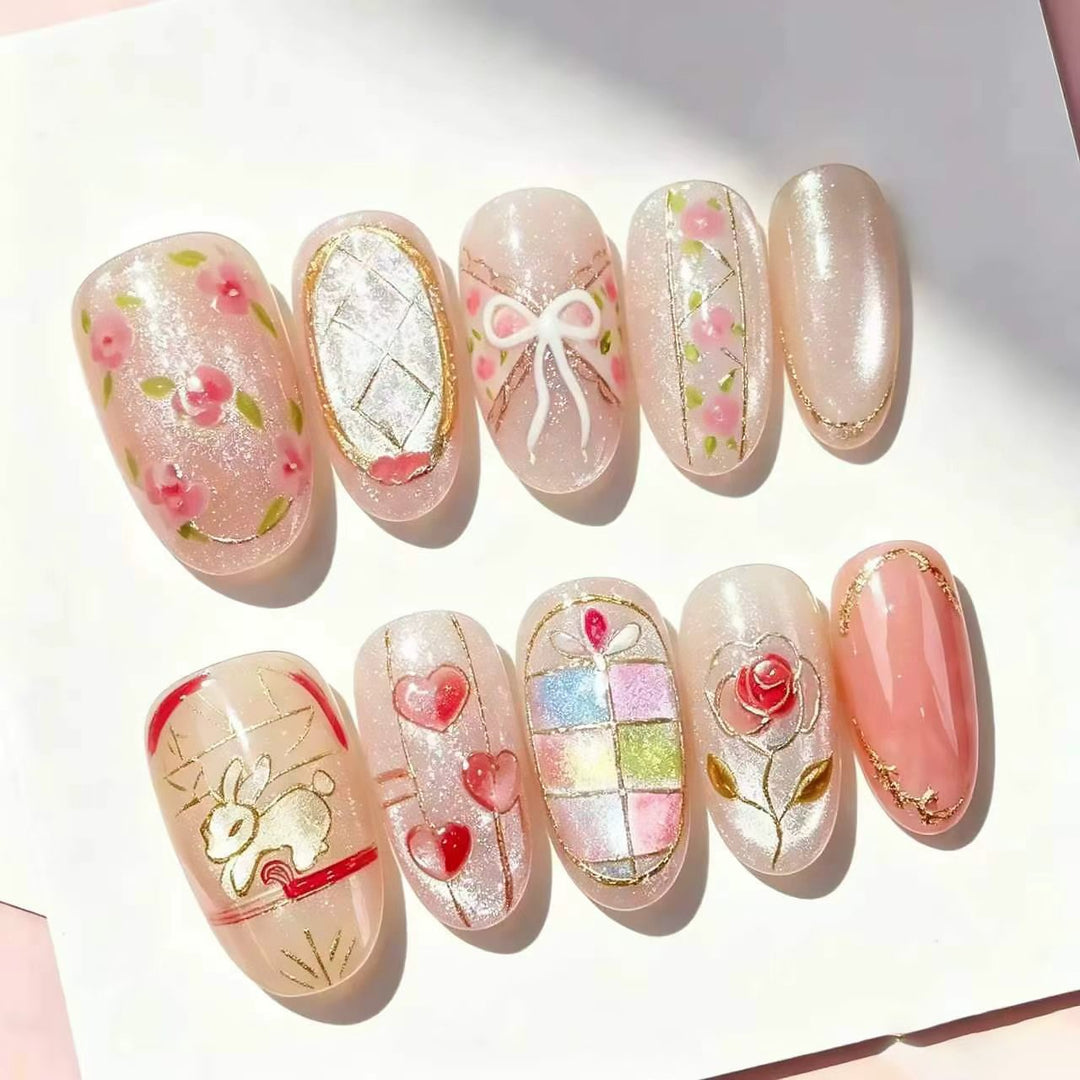 Decorative Press-On Nail Art Set with Artistic Designs Stornfield