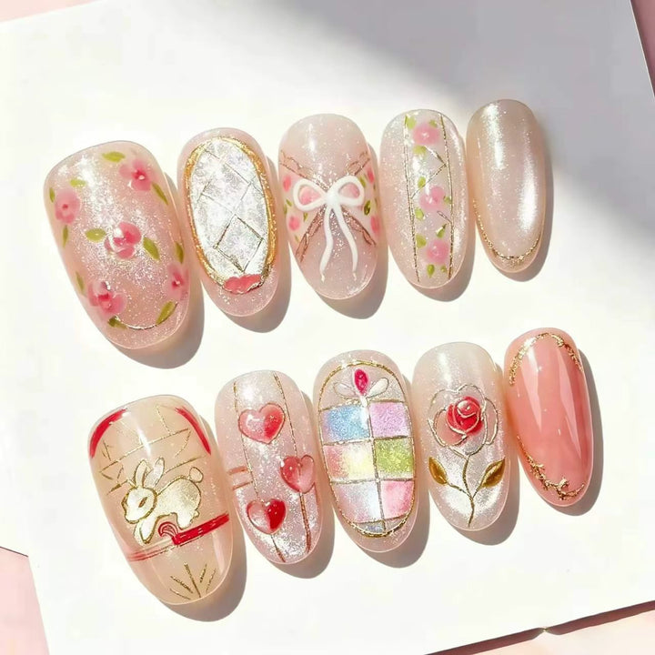 Decorative Press-On Nail Art Set with Artistic Designs Stornfield