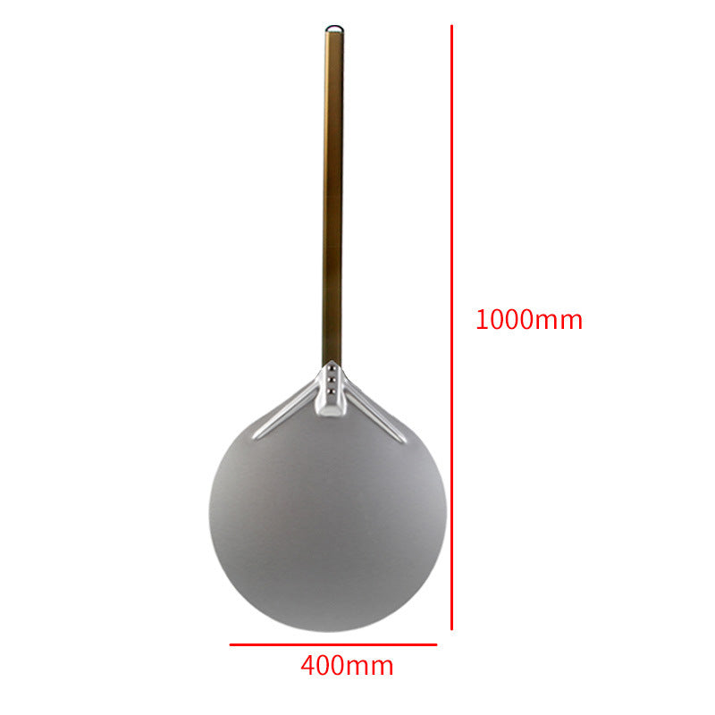 long wooden handled round aluminum pizza peel with reinforced neck Stornfield