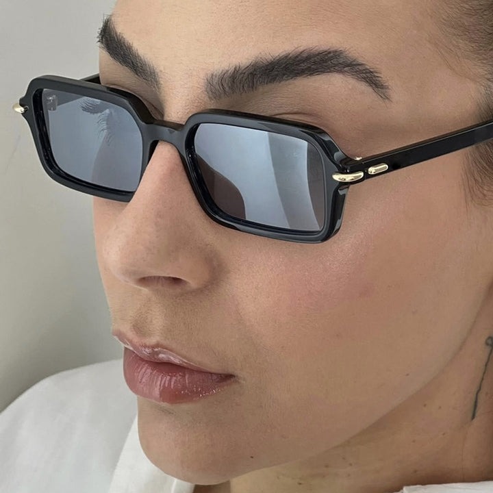 Women's fashionable square sunglasses with stylish plastic frame and blue lenses Stornfield