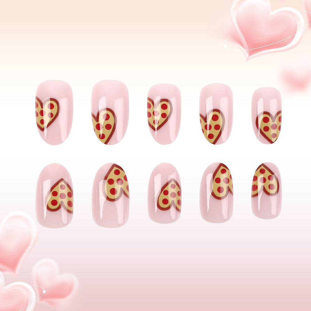 Whimsical Pizza Heart Press-On Nail Art Stornfield