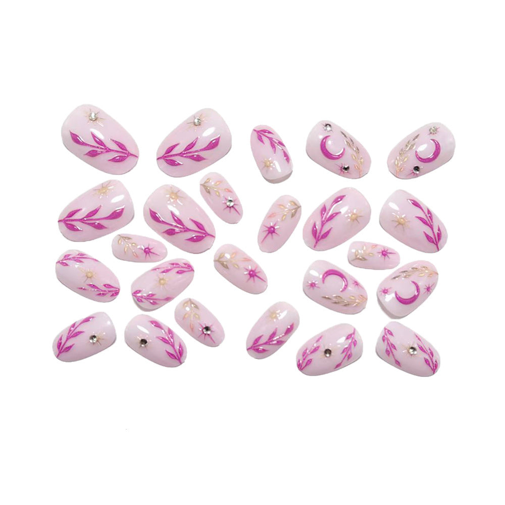 Artificial nails with floral 3D design and glitter accents Stornfield