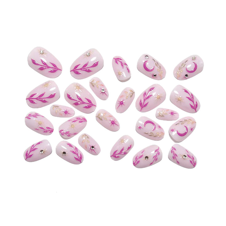 Artificial nails with floral 3D design and glitter accents Stornfield