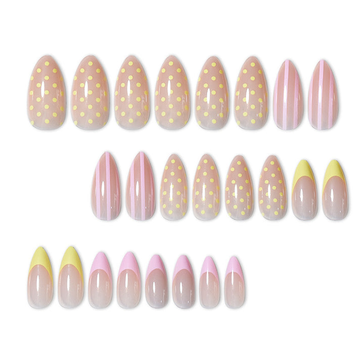 Artistic Press-On Nail Set with Polka Dot and Ombre Design Stornfield