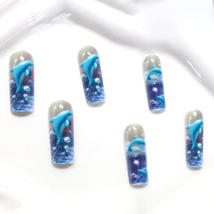 Artistic 3D Dolphin Acrylic Nail Enhancements Stornfield