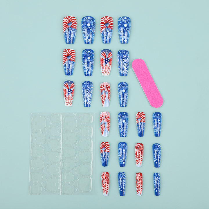 Creative acrylic nails with patriotic patterns Stornfield