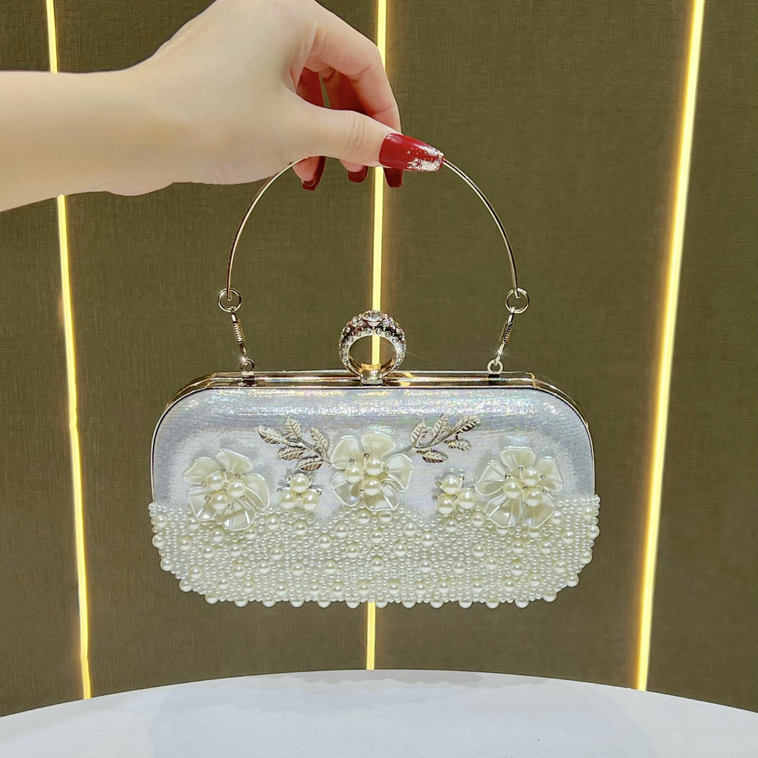 Elegant Pearl-Embellished Evening Purse