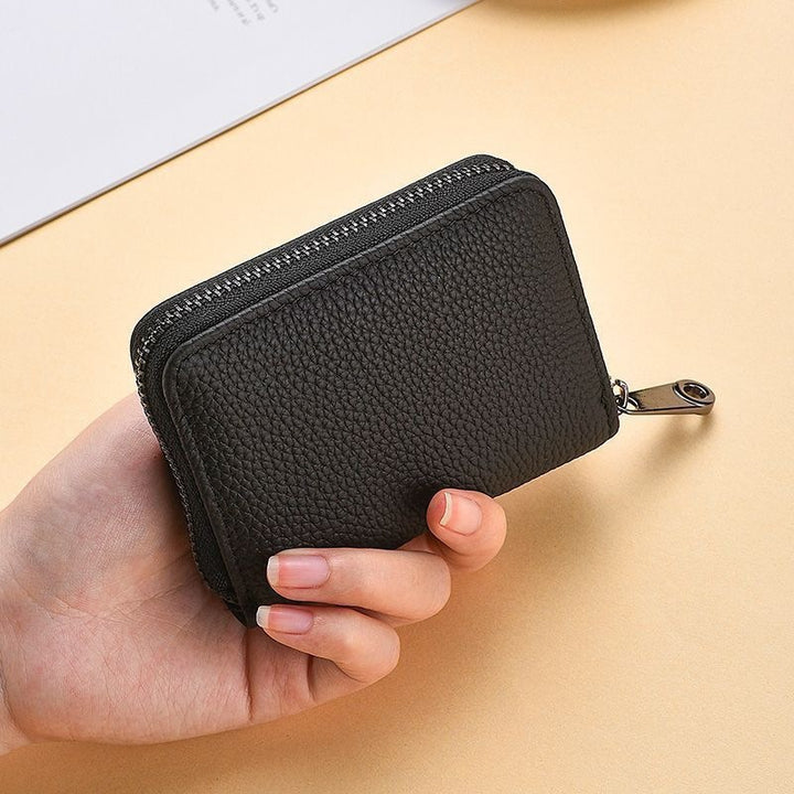 Compact Zippered Leather Wallet