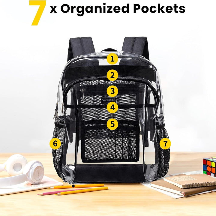 Transparent school bag with breathable mesh pockets Stornfield