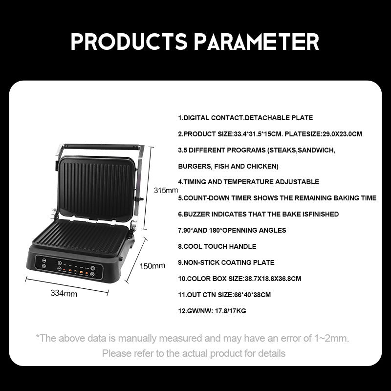 Versatile Electric Grill Press with Adjustable Temperature Control Stornfield
