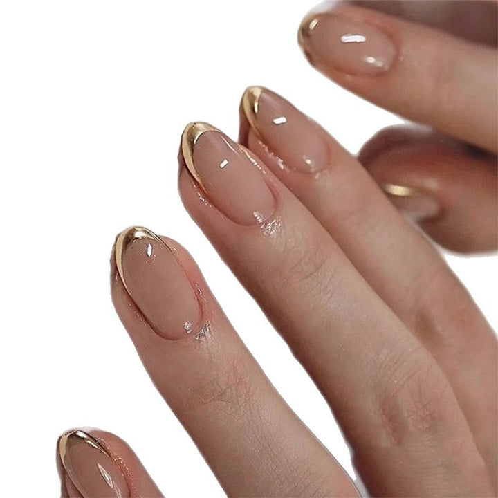 Elegant artificial nails with gold trim Stornfield