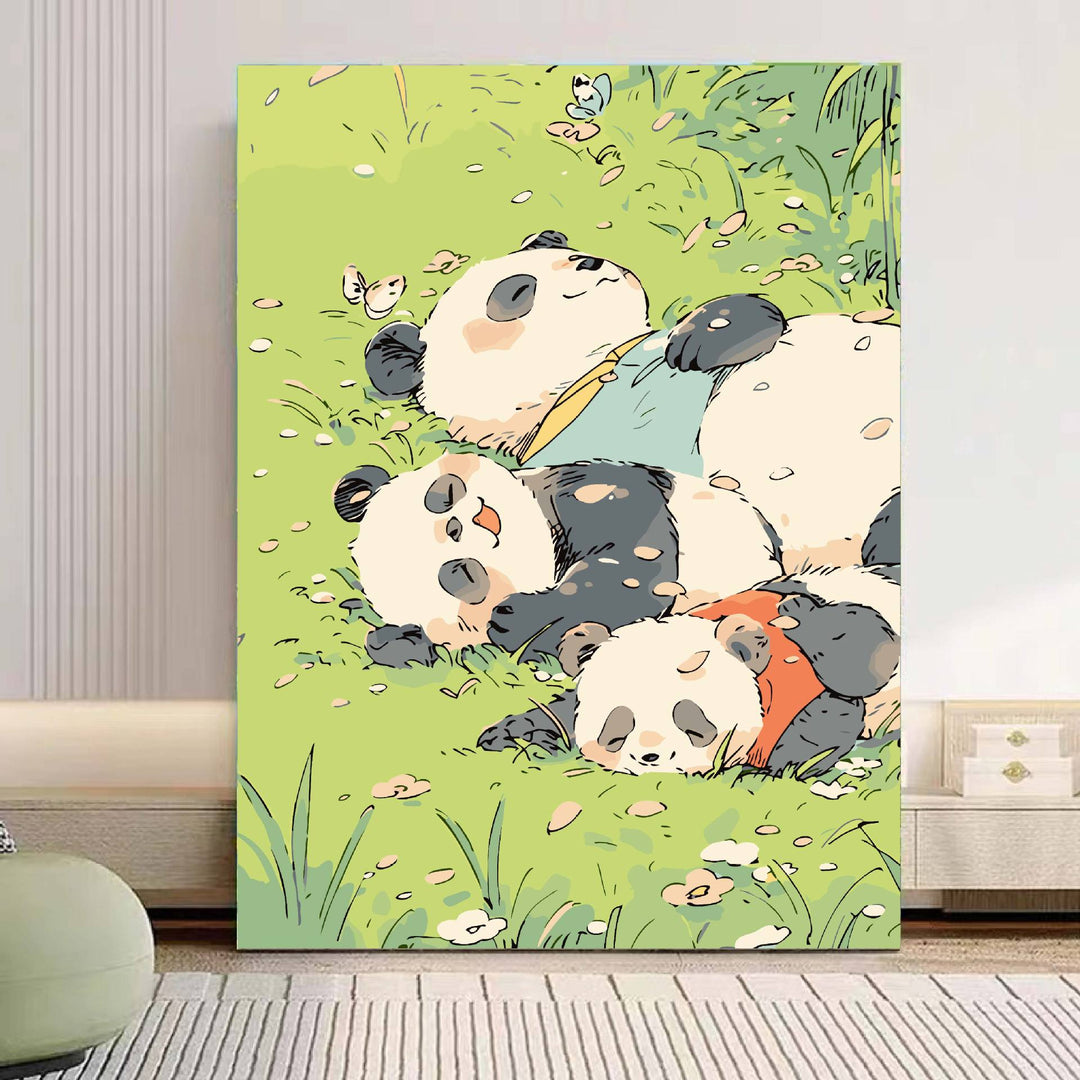 Playful Panda Illustration Canvas Art Stornfield