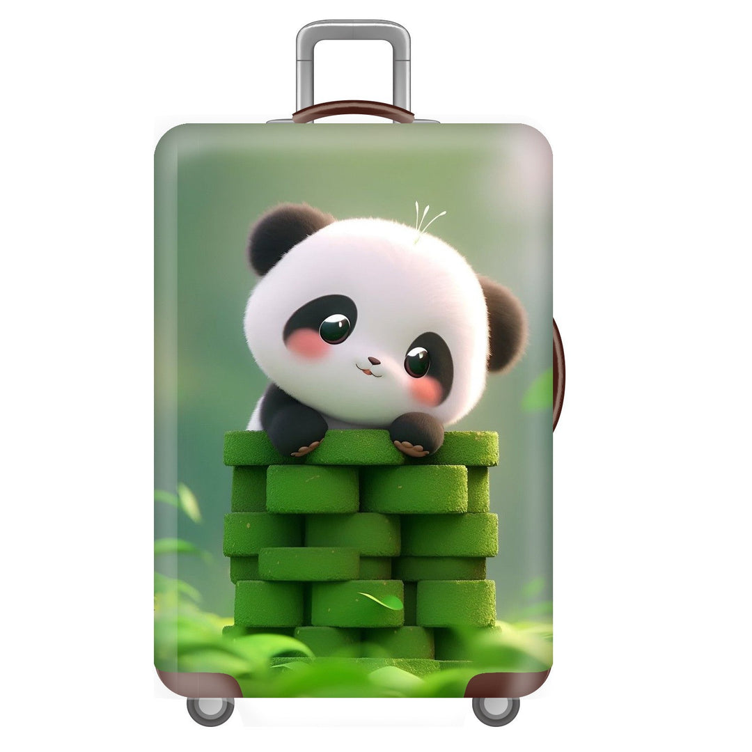 Unisex non-elastic suitcase cover for hard shell trolley with cute panda design, stretch protective cover with handle and wheel openings Stornfield