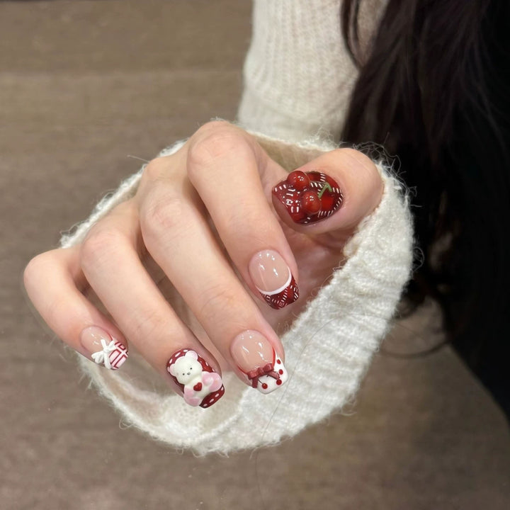Whimsical Dessert-Themed Press-On Nail Art Set Stornfield