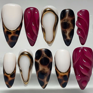 Decorative Stiletto Press-On Nail Set with Artistic Patterns Stornfield