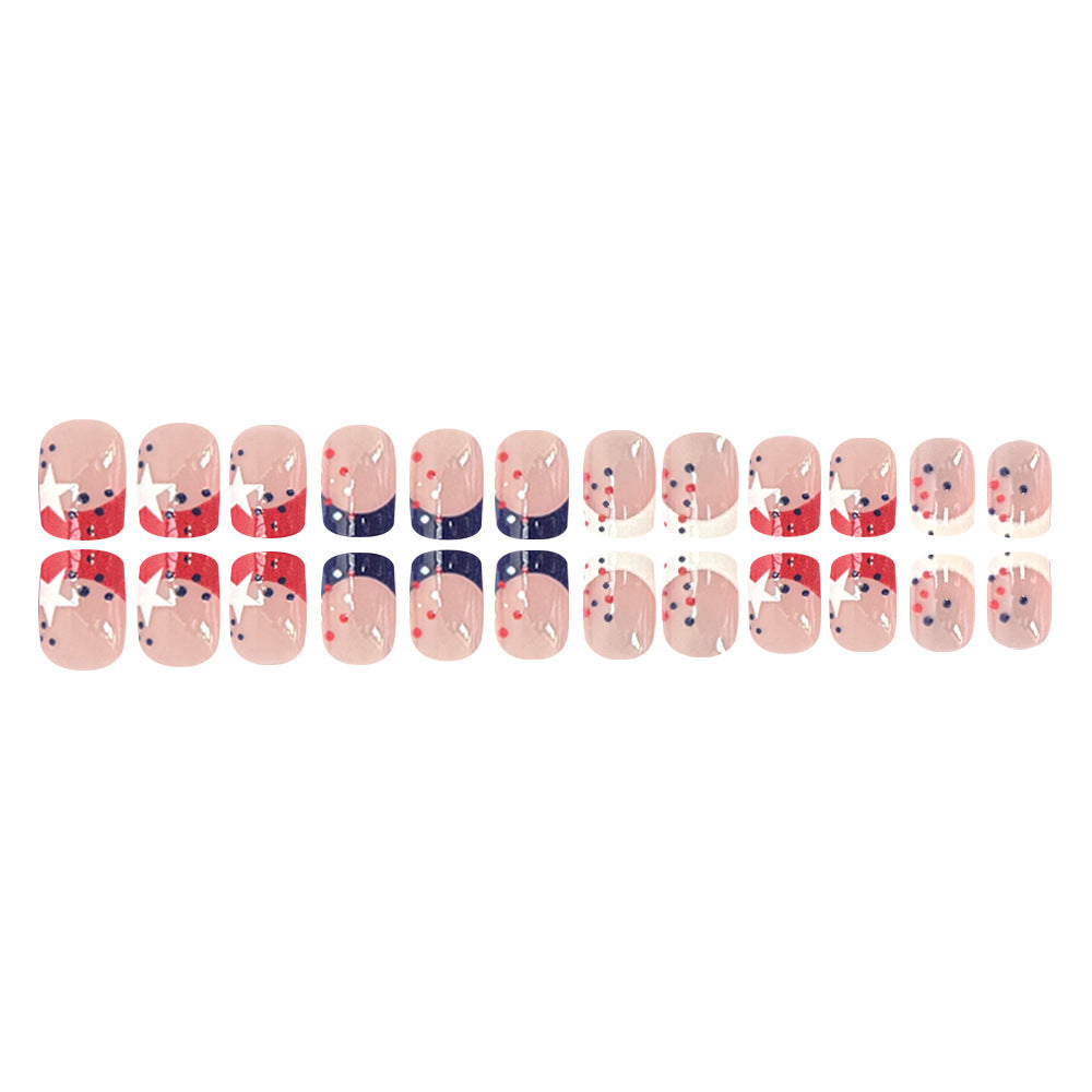 Decorative Press-On Nail Art Set with Star and Stripe Designs Stornfield