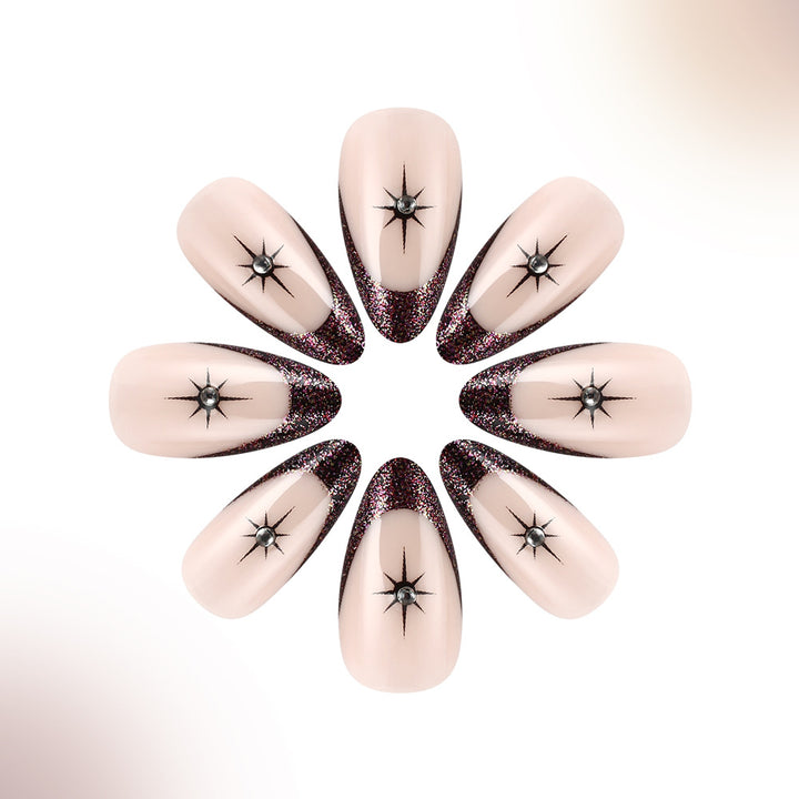 Glamorous Star-Embellished French Tip Nail Art Stornfield