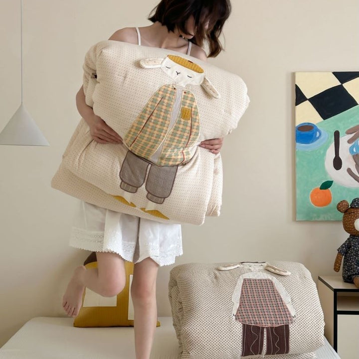 Quilted and Toddler Comforter with Embroidered Bunny Applique