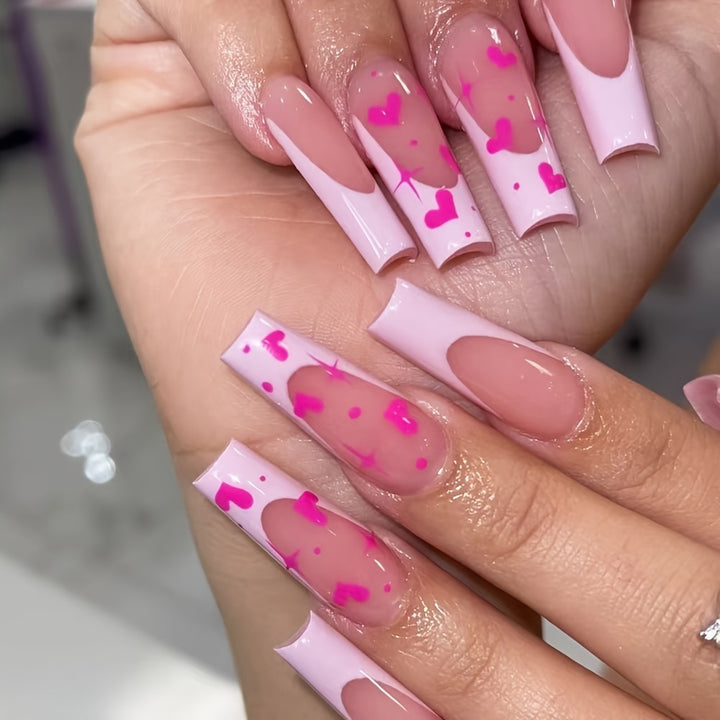 Decorative Heart-Themed Press-On Nail Art Stornfield