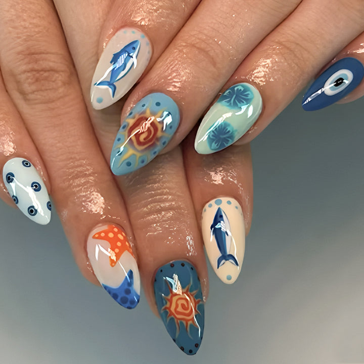 Ocean-Inspired Artistic Press-On Nails Stornfield