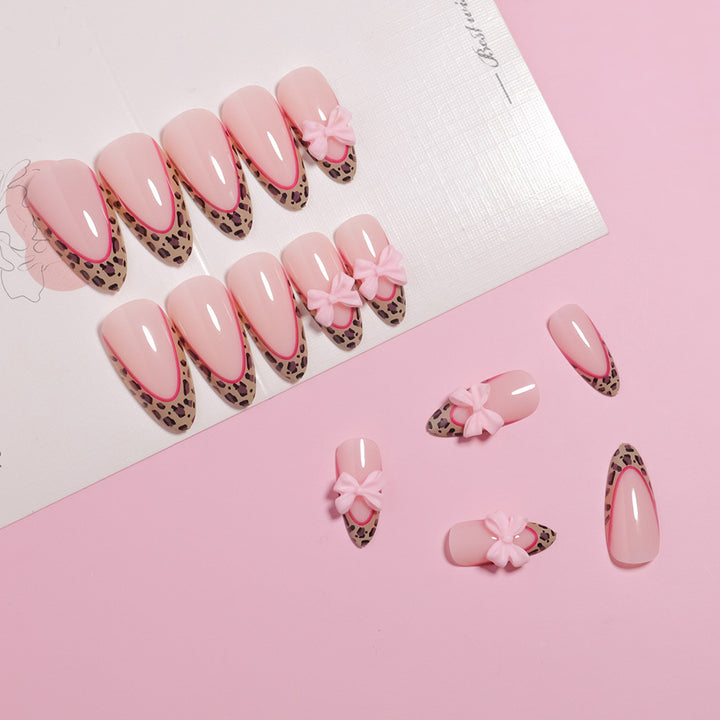 Artistic Stiletto Press-On Nails with Bow Accents Stornfield