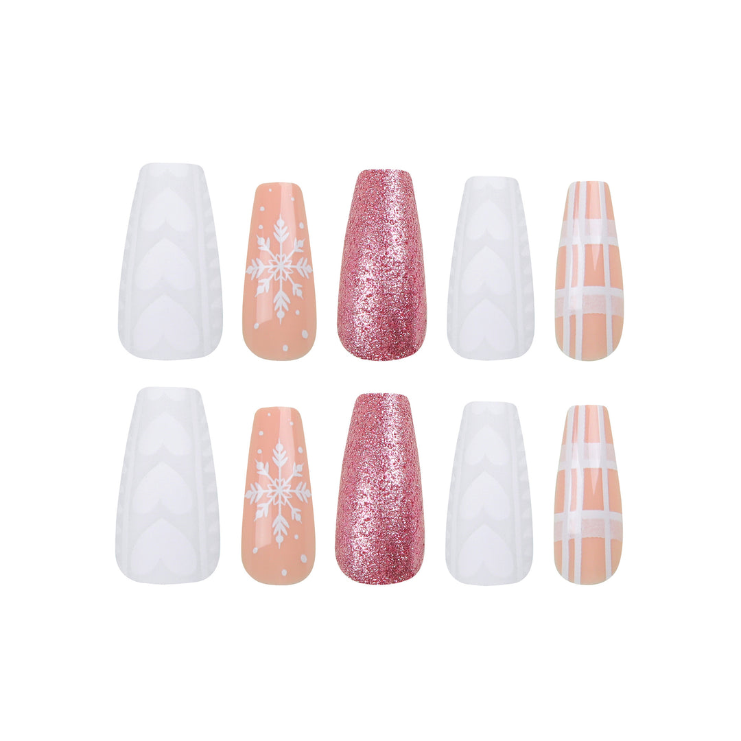 Artful Nail Extensions with Festive Glitter Design Stornfield