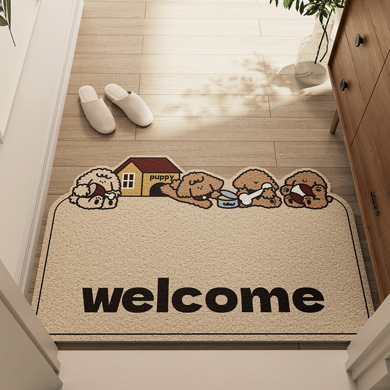 Cute Puppy-Themed Welcome Mat Stornfield