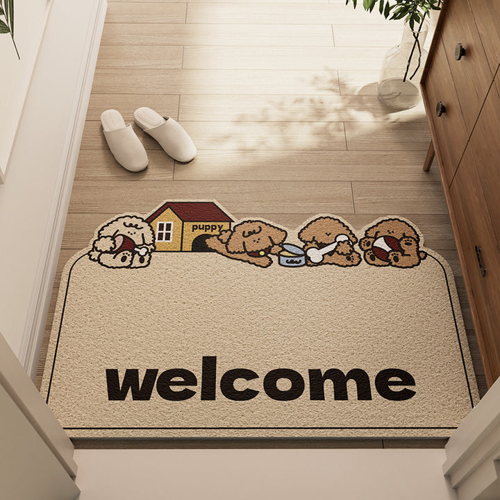 Cute Puppy-Themed Welcome Mat Stornfield