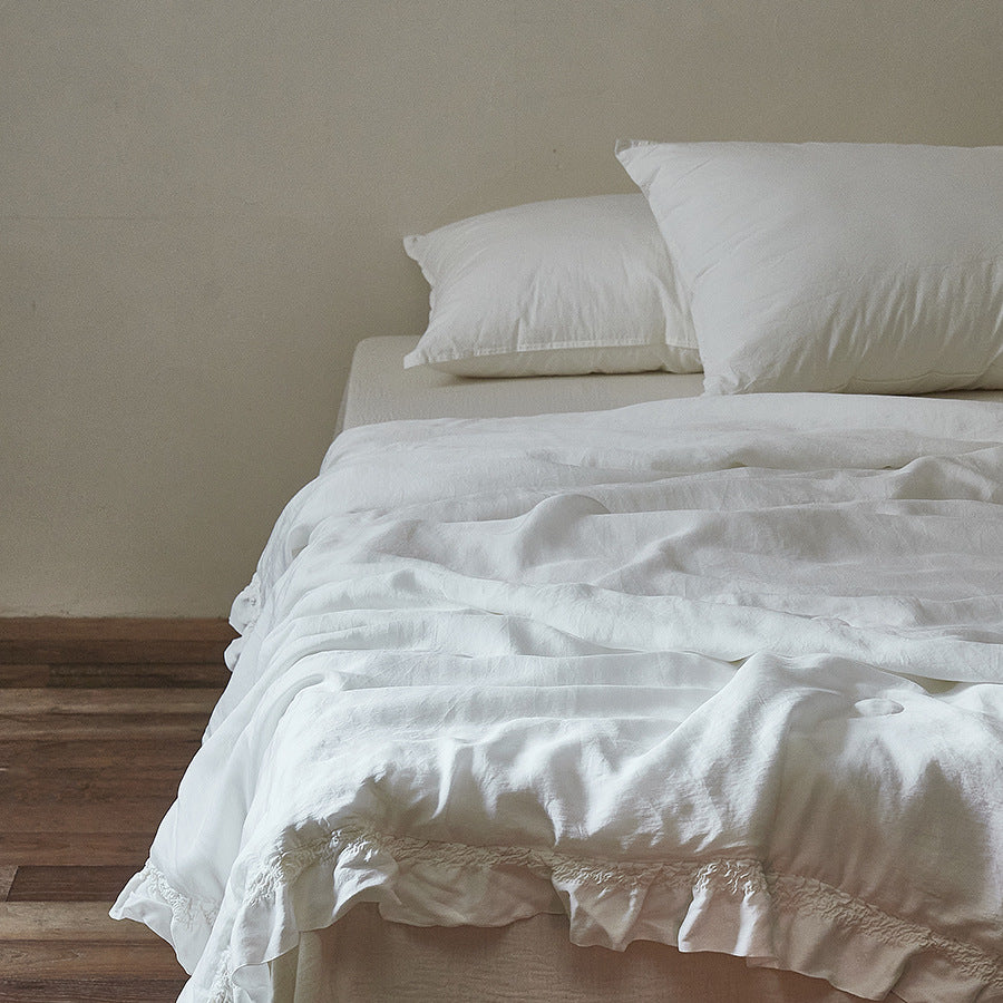 Decorative bed skirt with gathered ruffle and soft cotton blend
