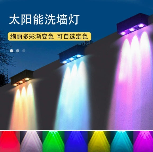 Outdoor Solar RGB Dual-Beam Wall Light With Integrated Photovoltaic Panel And Weather-Resistant Mounting Base Stornfield