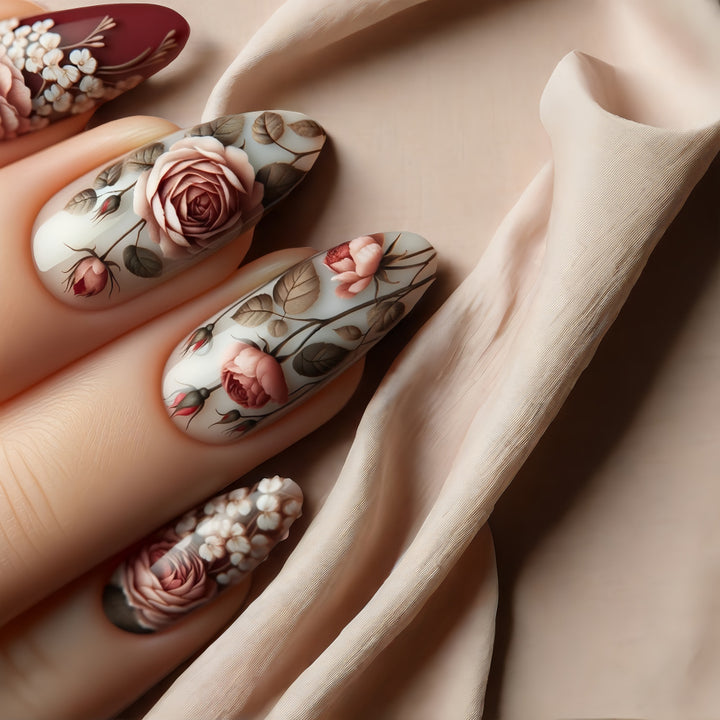 Nail art in elegant rose design Stornfield