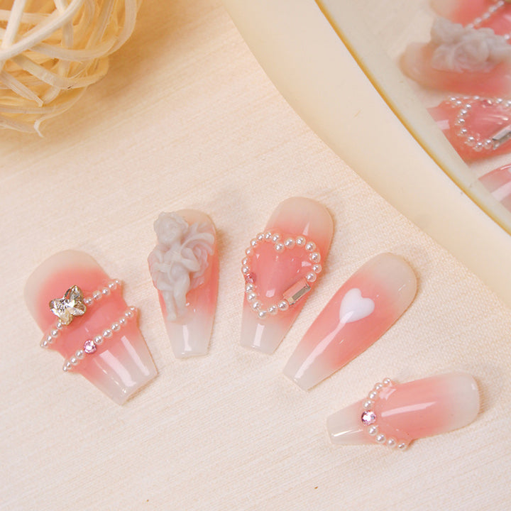 Nail art set with elegant pearl decoration and romantic designs Stornfield