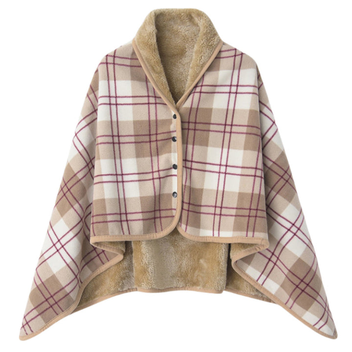 Women’s stylish hooded blanket with checkered pattern Stornfield