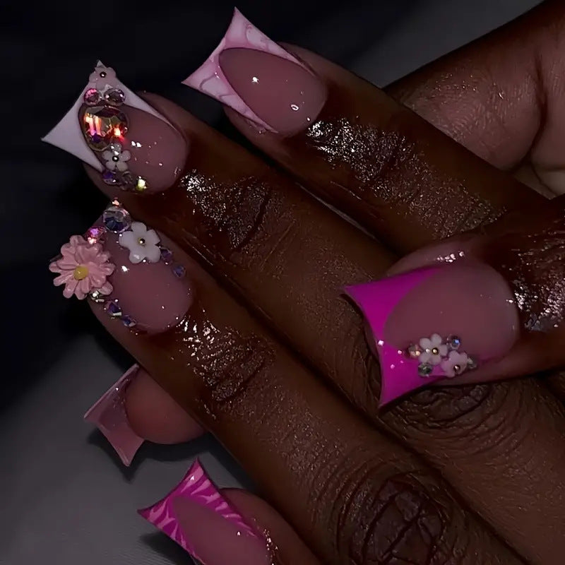 Floral-Embellished Stiletto Press-On Nails Stornfield