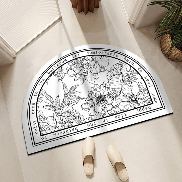Vintage-Inspired Floral Half-Moon Bath Mat