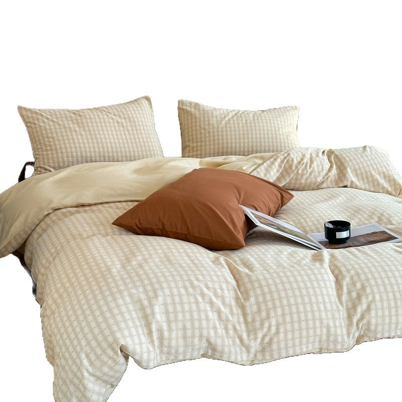 Reversible Lightweight Cotton Gingham Duvet Cover Set with Envelope Pillow Shams