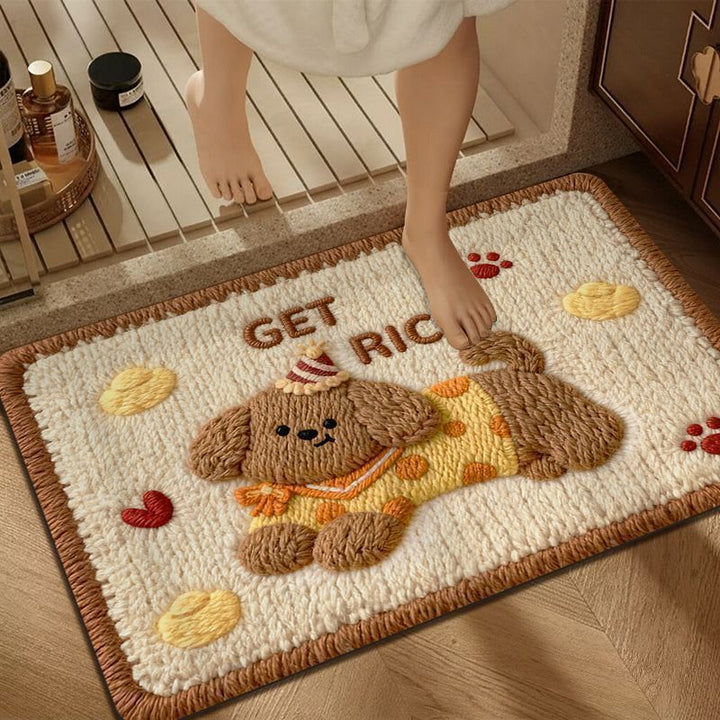 Cute Dog-Themed Bathroom Mat
