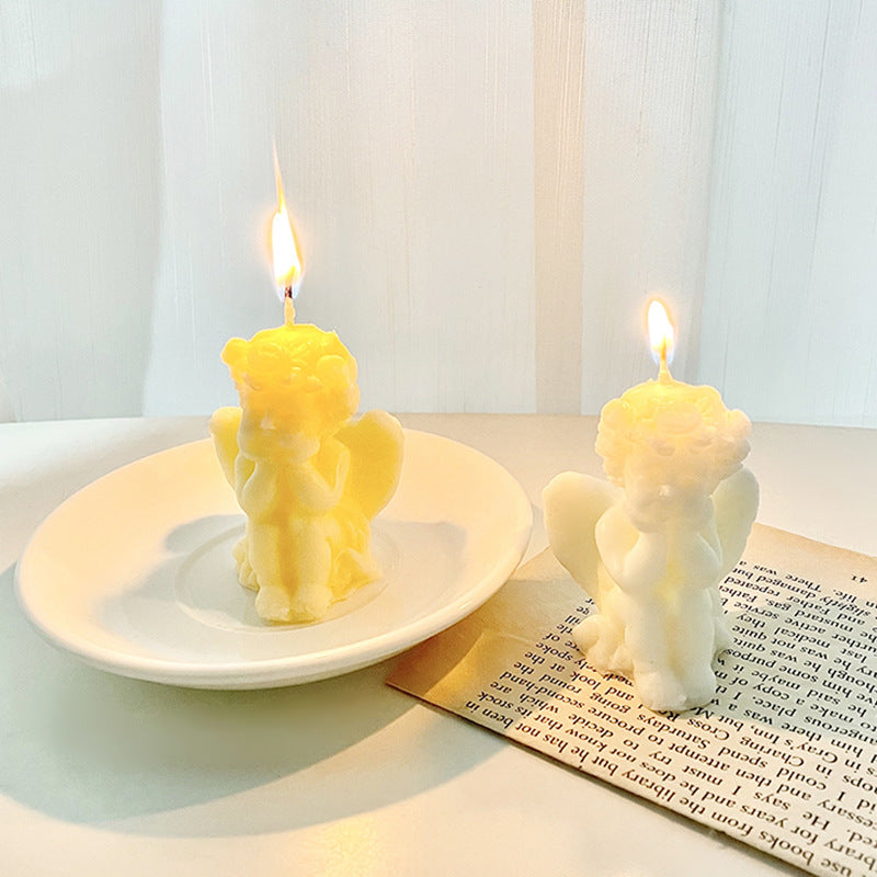 Hand-Poured Sculptural Cherub Angel Decorative Wax Candle
